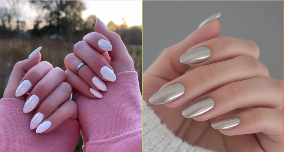 White Chrome Nails Design