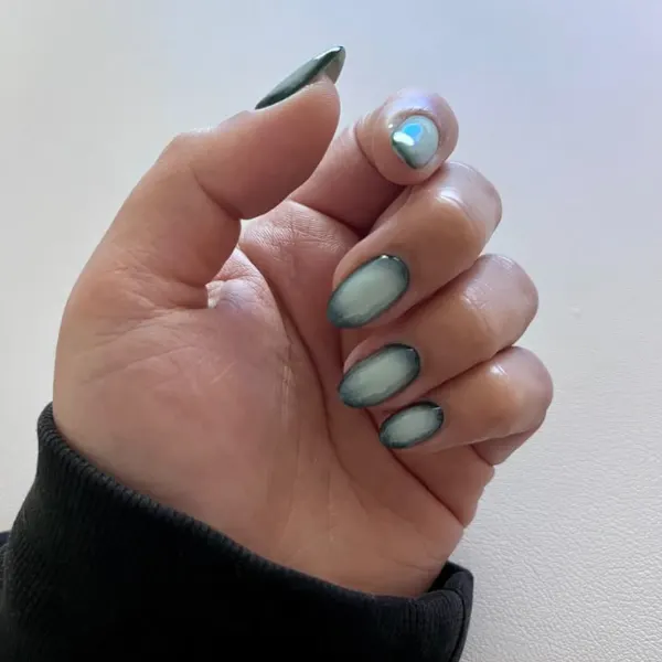 Teal Tranquility Aura Nails Design