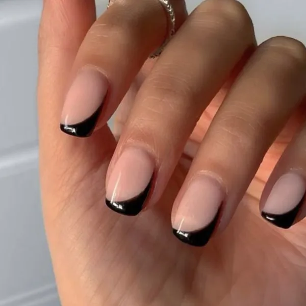 Gloss Noir French Black Tip Nails Design