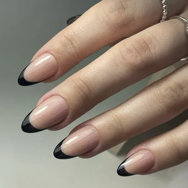 Dark Aura Black French Tip Nails Design