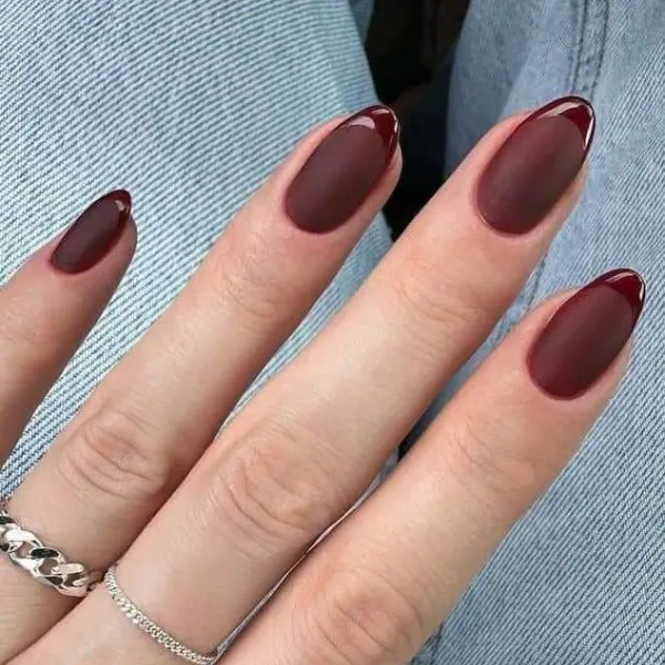 Moonlit Maroon Nail Design