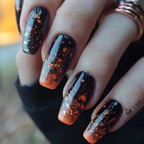 Forest Flame Nail Design
