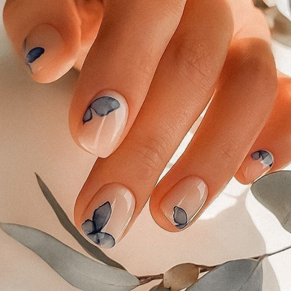 Blue Butterfly Nails Design