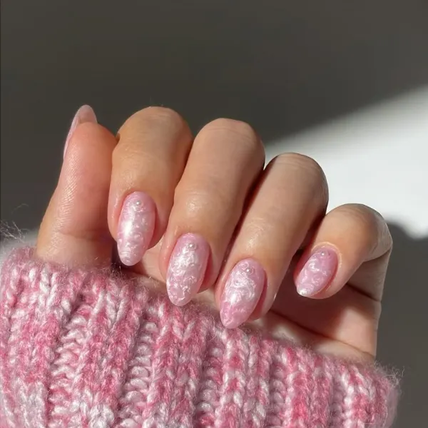Love Letter Pearl Nails Design