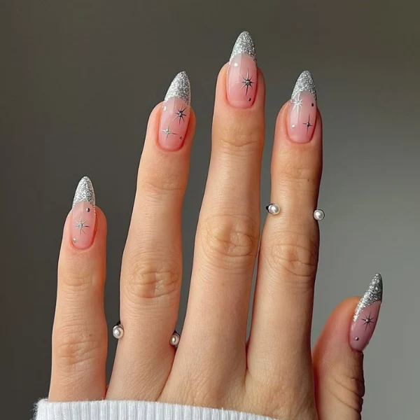 Platinum Elegance Silver Color Nail Paint Design