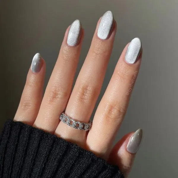 Diamond Dust Silver Nail Paint Design