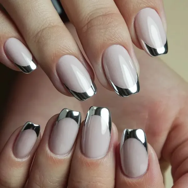 Rebel Spark Silver Color Nail Paint Design