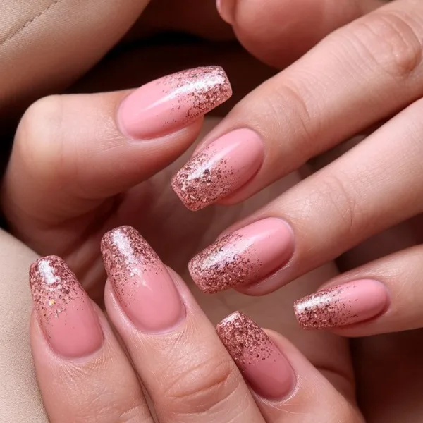 pink glitter nail designs