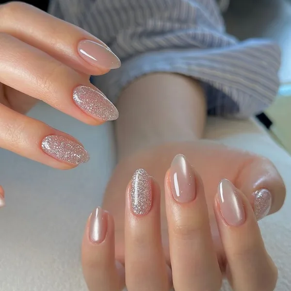 pink glitter nail designs