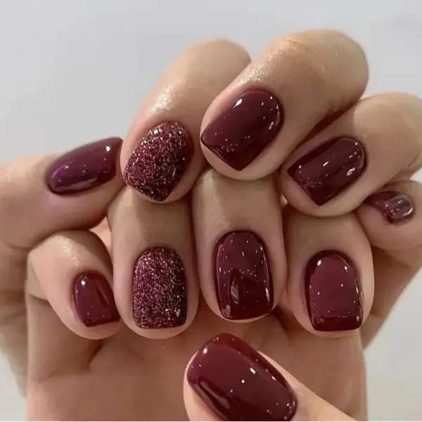 Crimson Crush Sparkle Nail Design