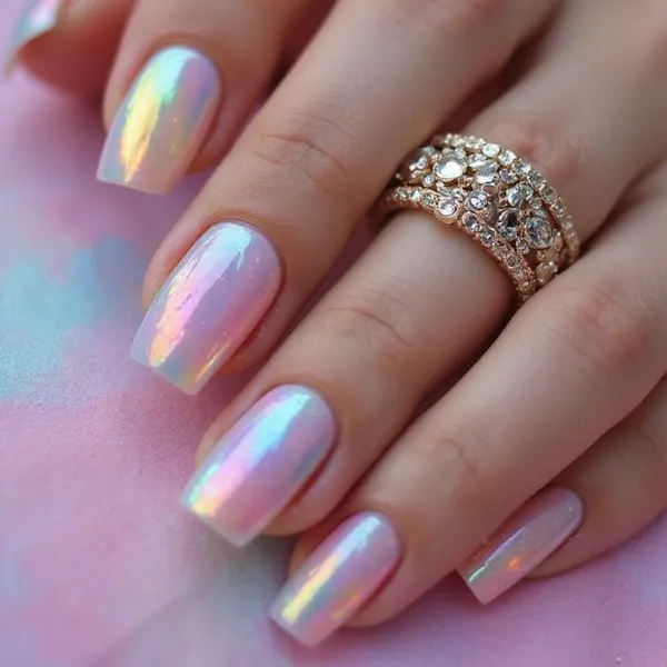 Pearl Dazzle Shiny Nail Design