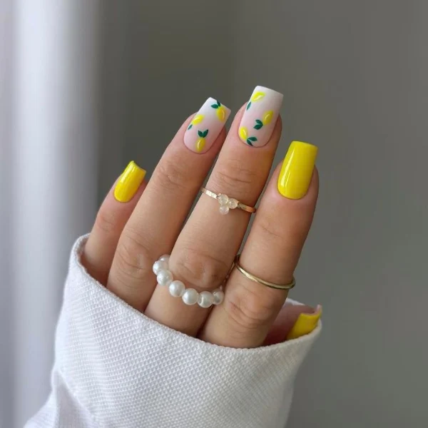 Citrus Chic Yellow Nail Designs