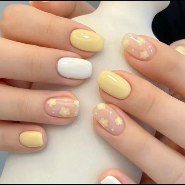 Pastel Petals Yellow Nail Designs