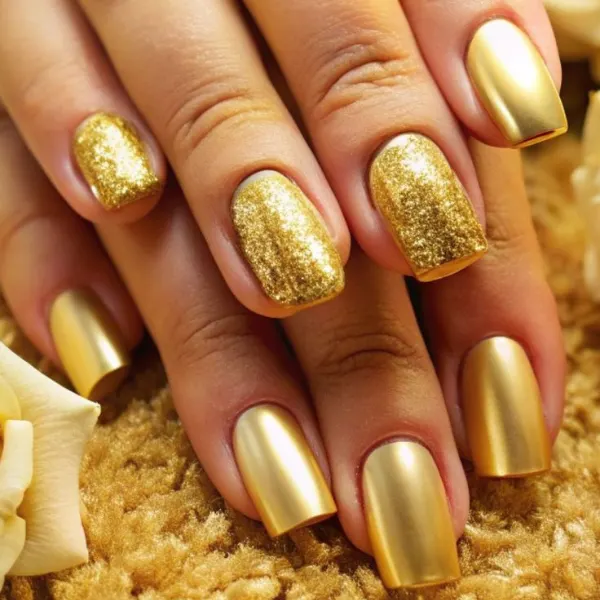 Liquid Gold Yellow Nail Designs