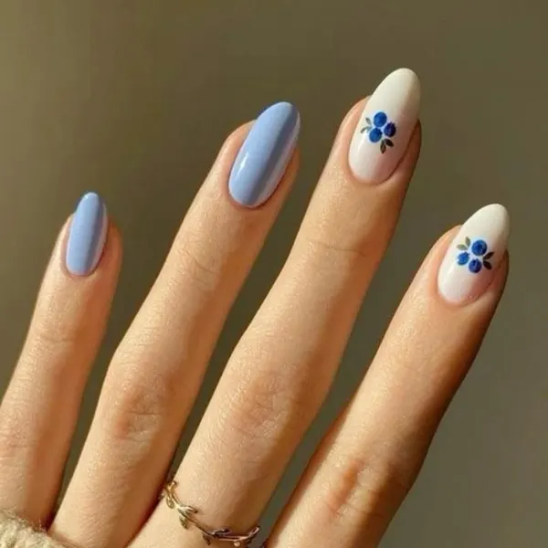 Blue Blossom Bliss Modern Nails Design