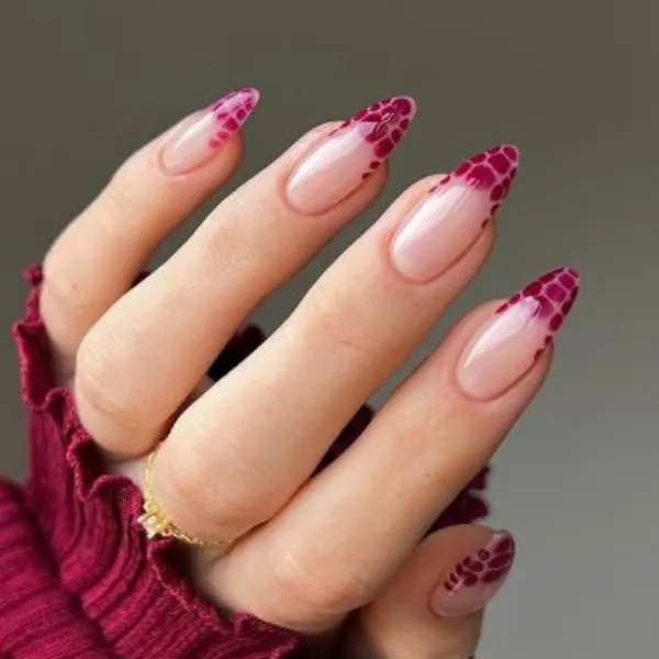 Berry Glaze Almond-Shaped Nails Design