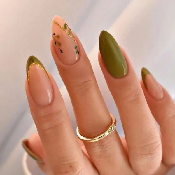 Olive Luxe almond-shaped nails Design