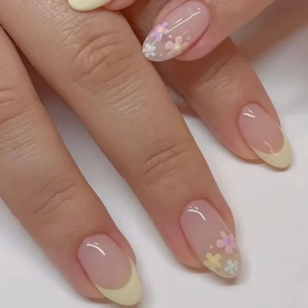 Pastel Petal Dreams almond nails Design