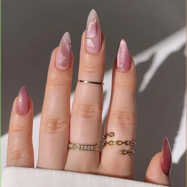 Rosé Luxe Almond-Shaped Nails Design
