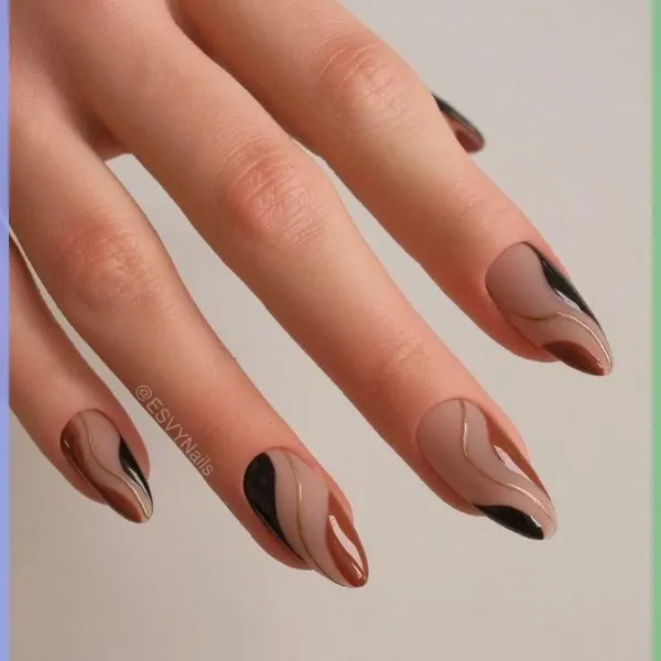Mocha Marble Nails Design