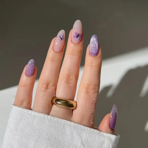 Lavender Stardust Nails Design