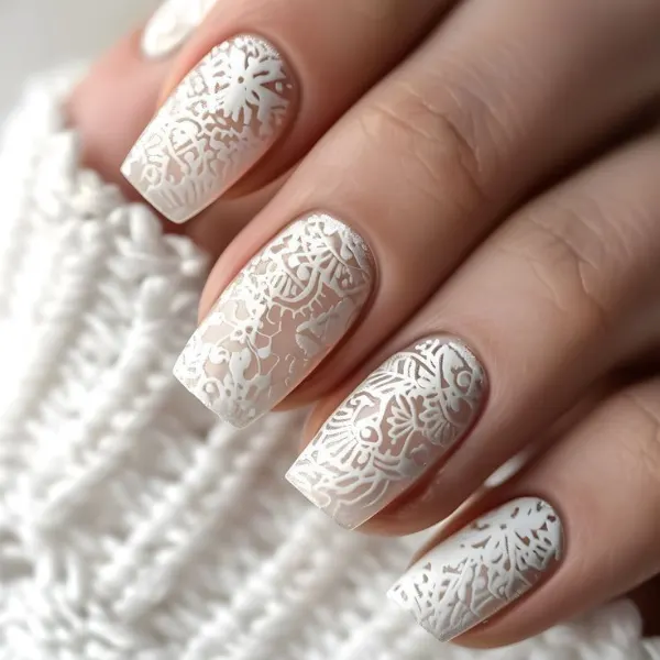 Whispering Lace Wedding Nails Design