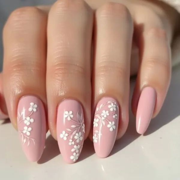 Blushing Bride Wedding Nails Design