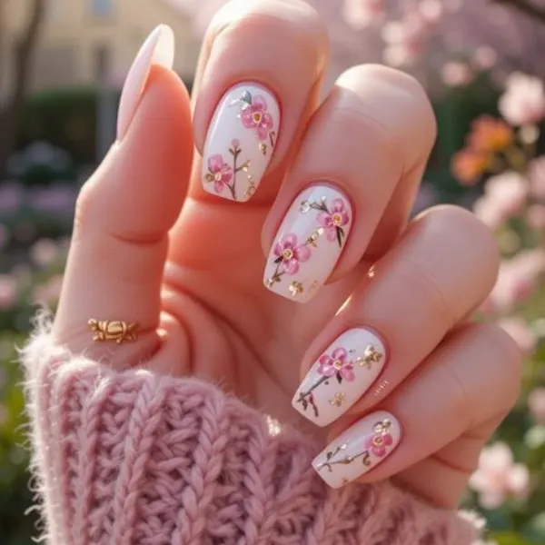 Petal Perfection Wedding Nails Design