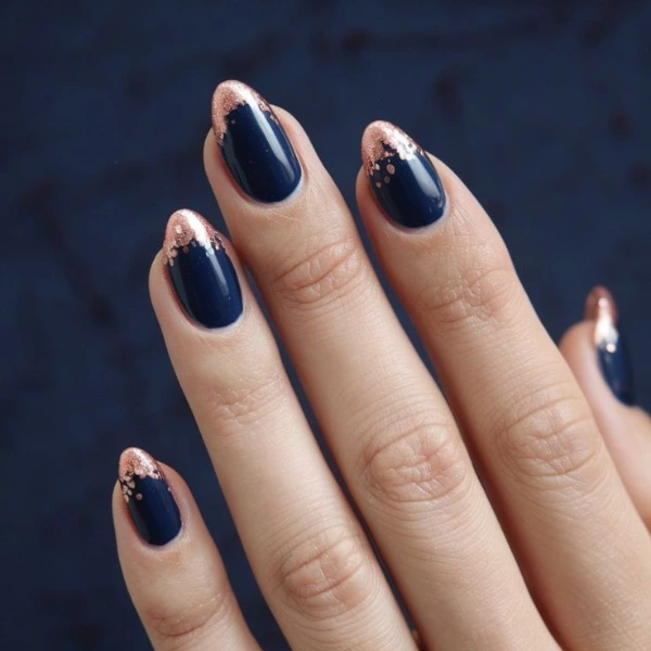 Blue Noir Navy Blue nails Design