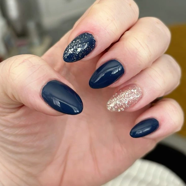 Deep Dusk Navy Blue Nails Design